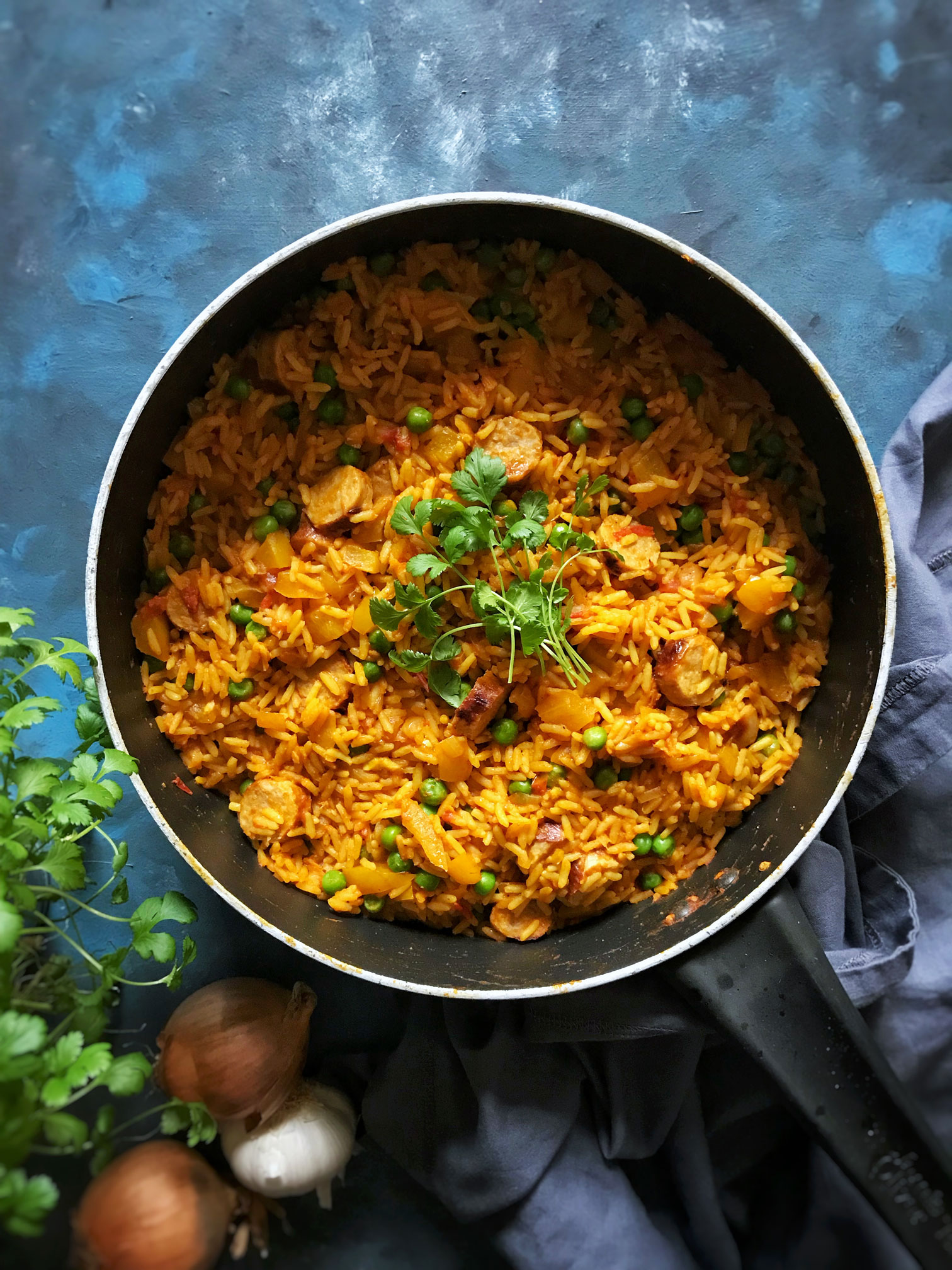 Indian spiced turkey sausage rice meal