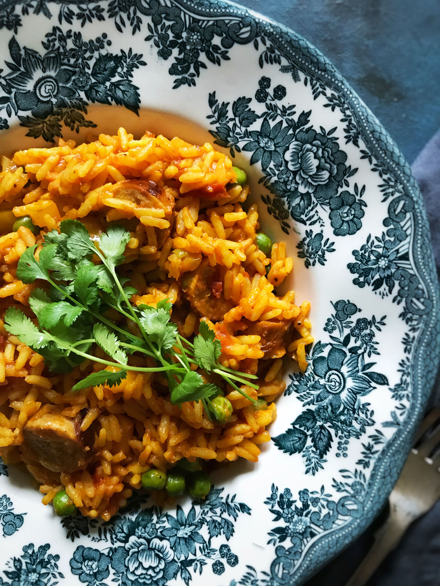 Indian spiced turkey sausage rice meal