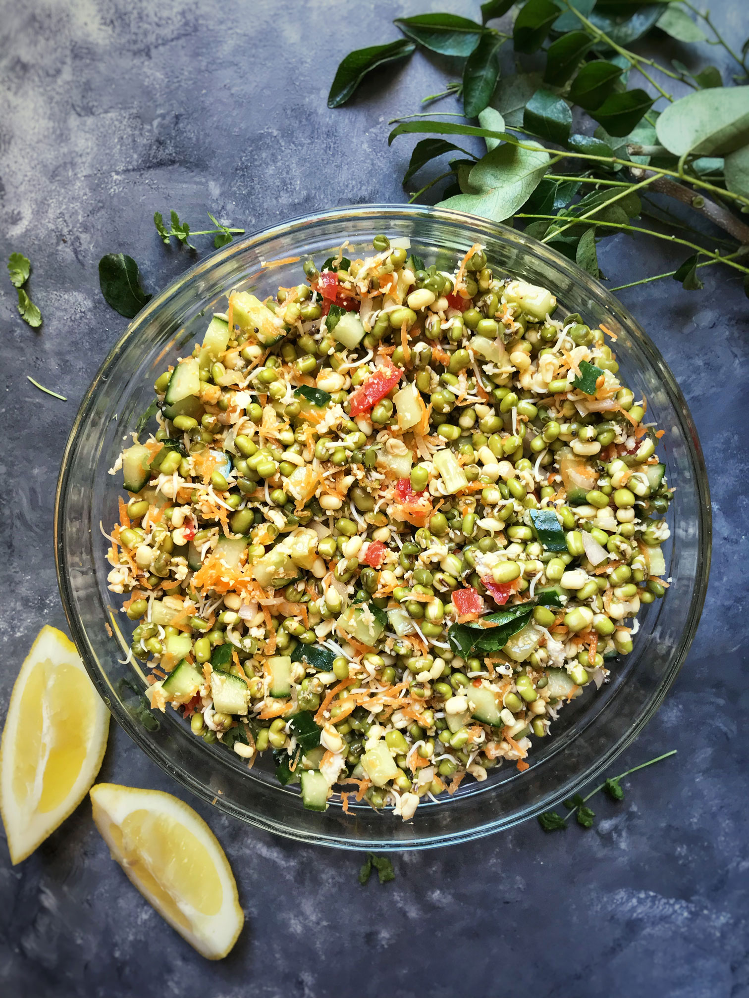 Green sprouts salad (Moong bean salad)