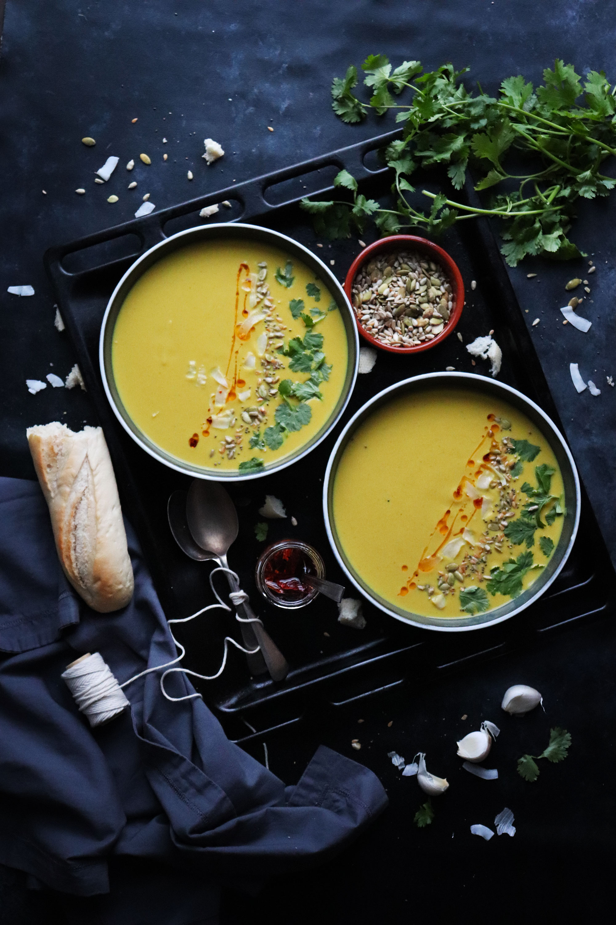 Roasted turmeric  cauliflower soup with coconut cream