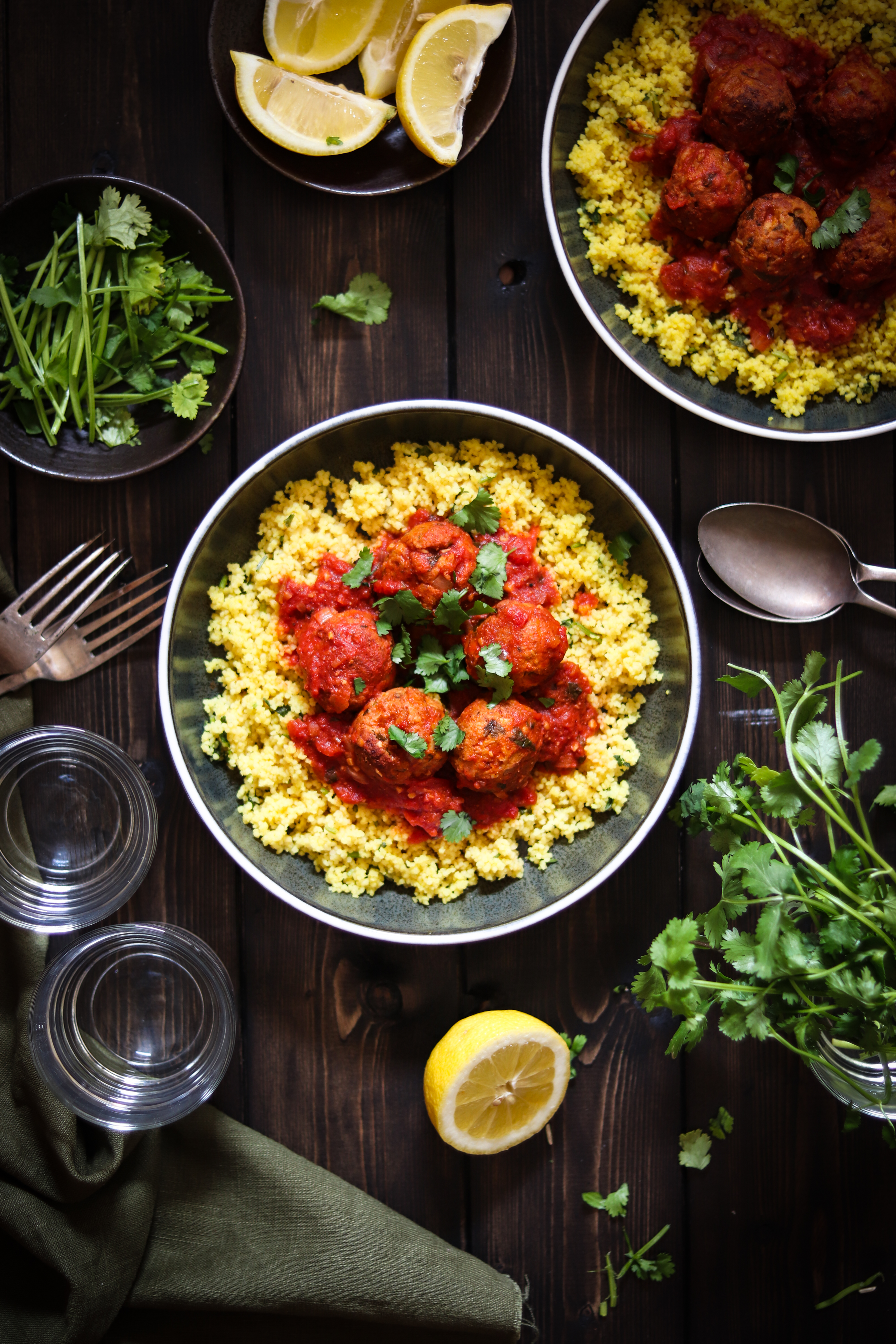 Moroccan Turkey meatballs with lemony couscous