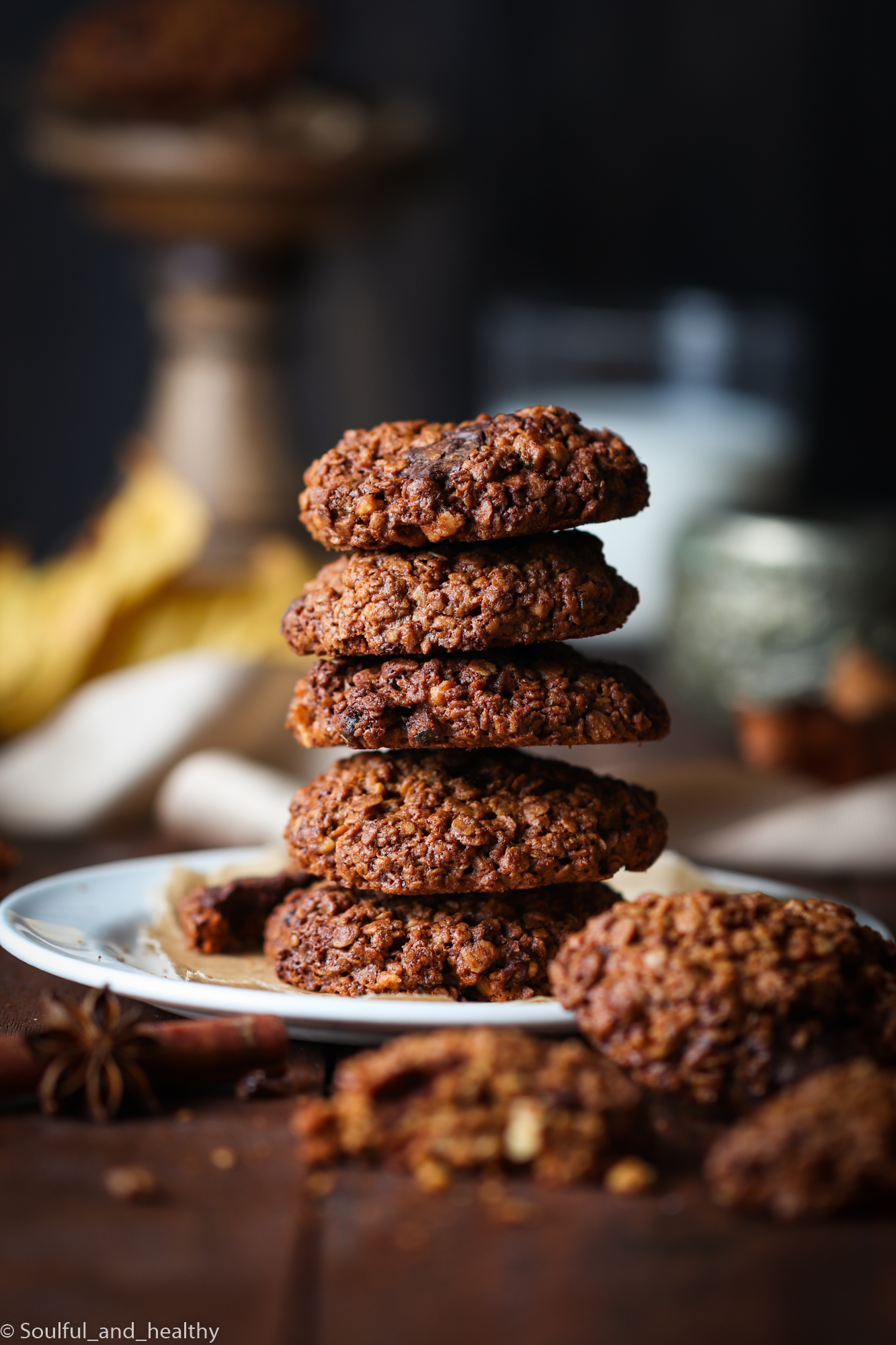 Pumpkin spiced dark chocolate chunks oats cookies