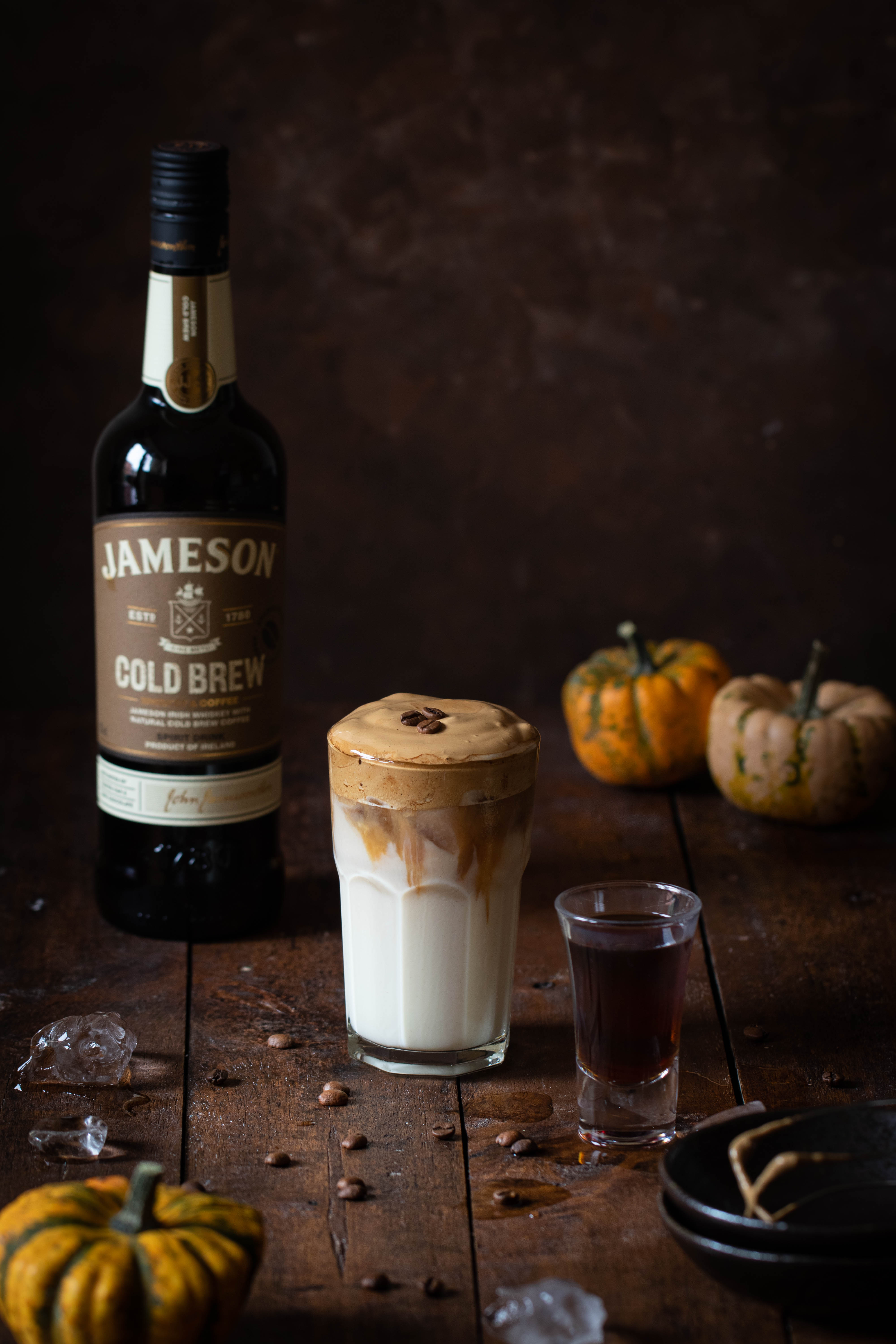 Pumkin spiced whipped coffee with whiskey