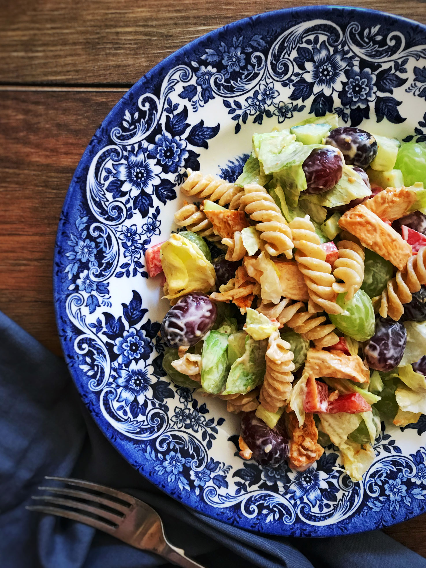 Indian spiced chicken and pasta salad