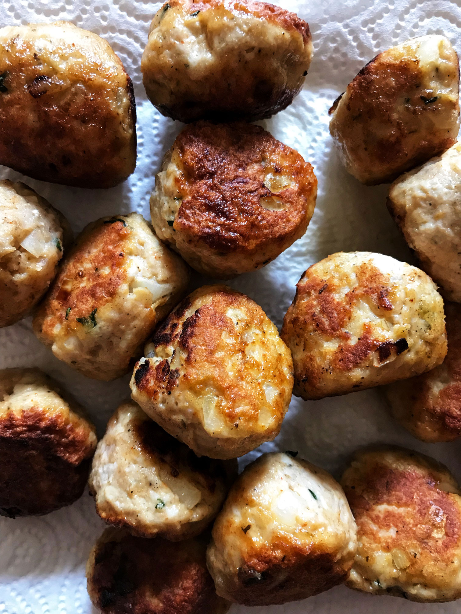 Skillet chicken meatballs in creamy tomato sauce