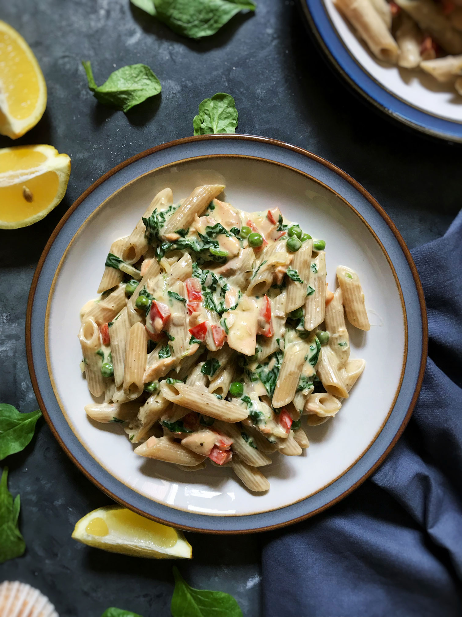 salmon wholewheat pasta diary free