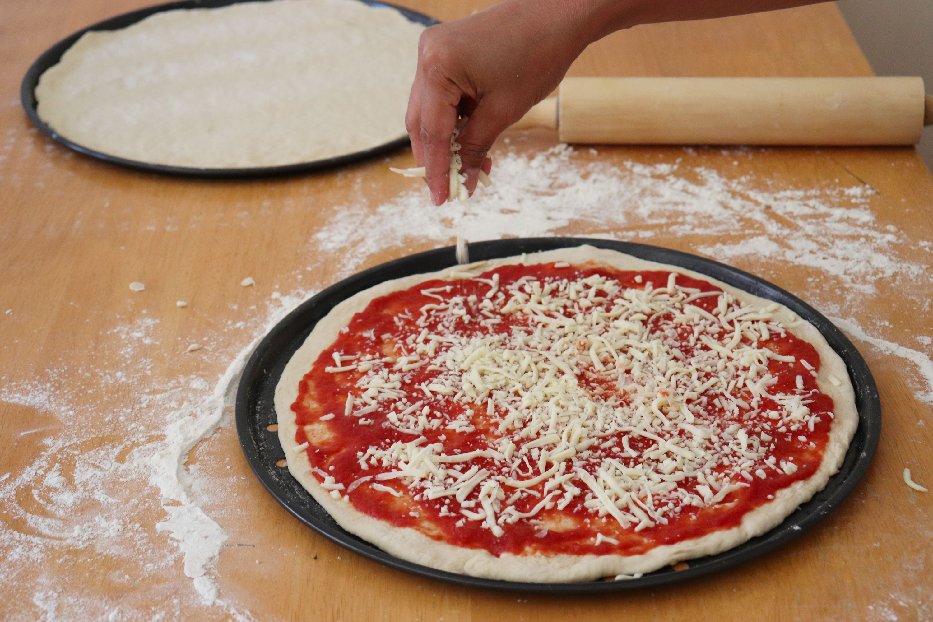 Pizza making process