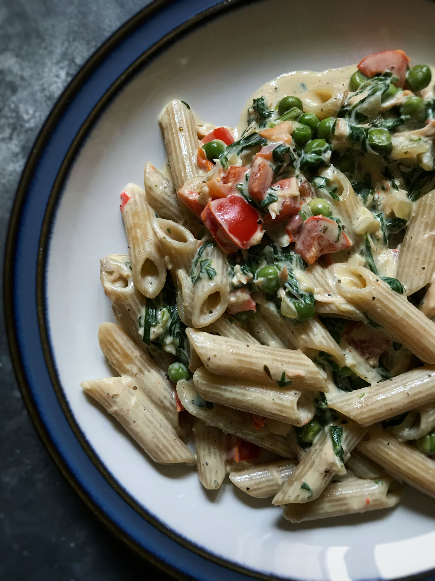 salmon wholewheat pasta diary free