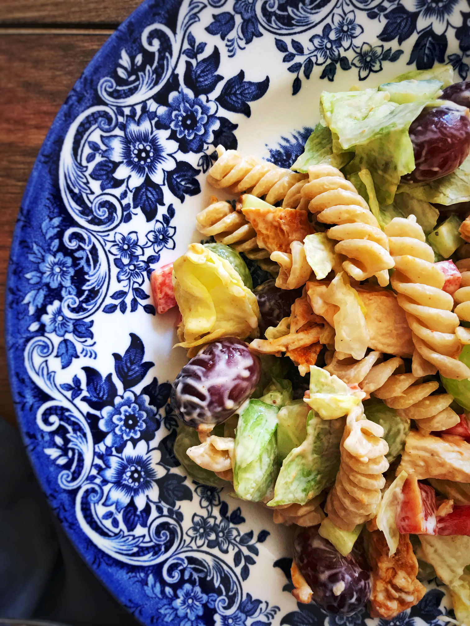 Indian spiced chicken and pasta salad