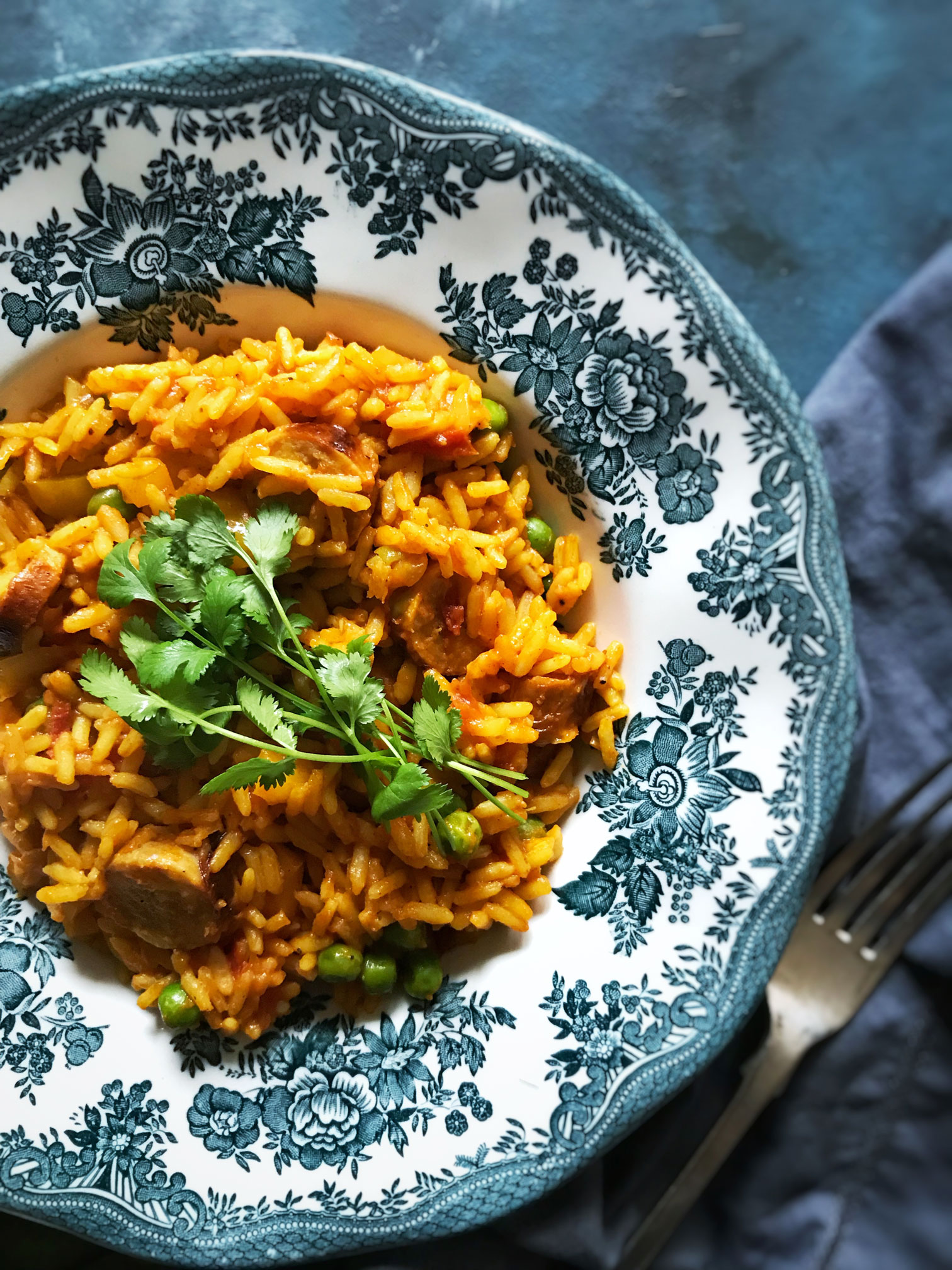 Indian spiced turkey sausage rice meal