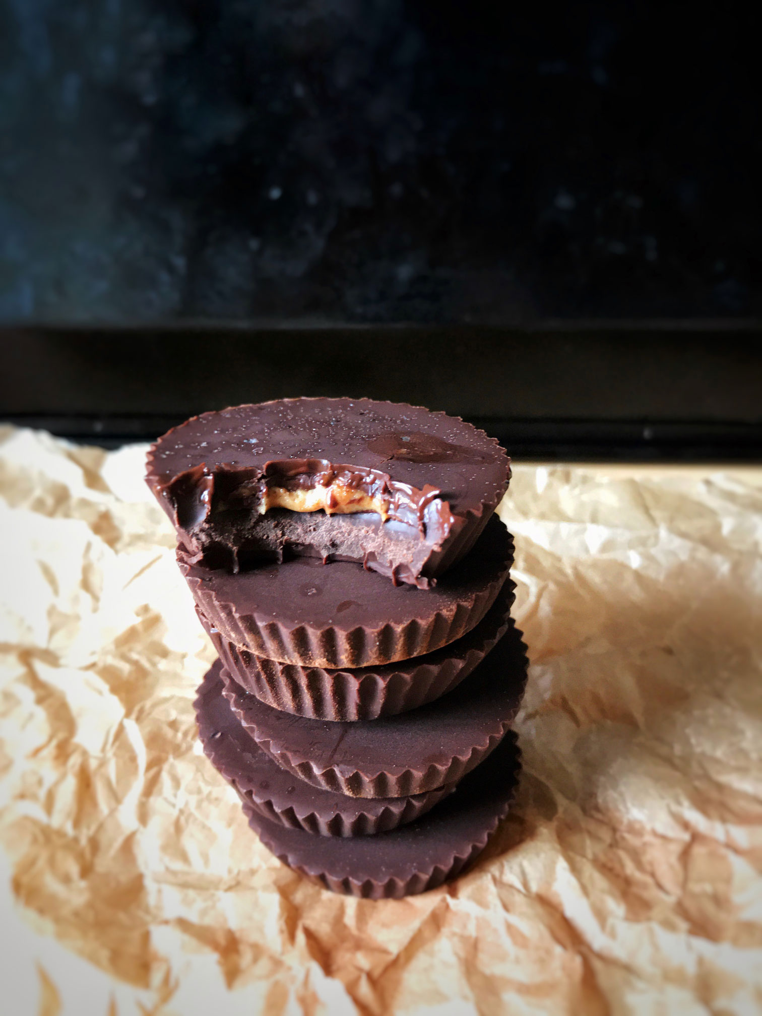 Dark chocolate almond butter cups