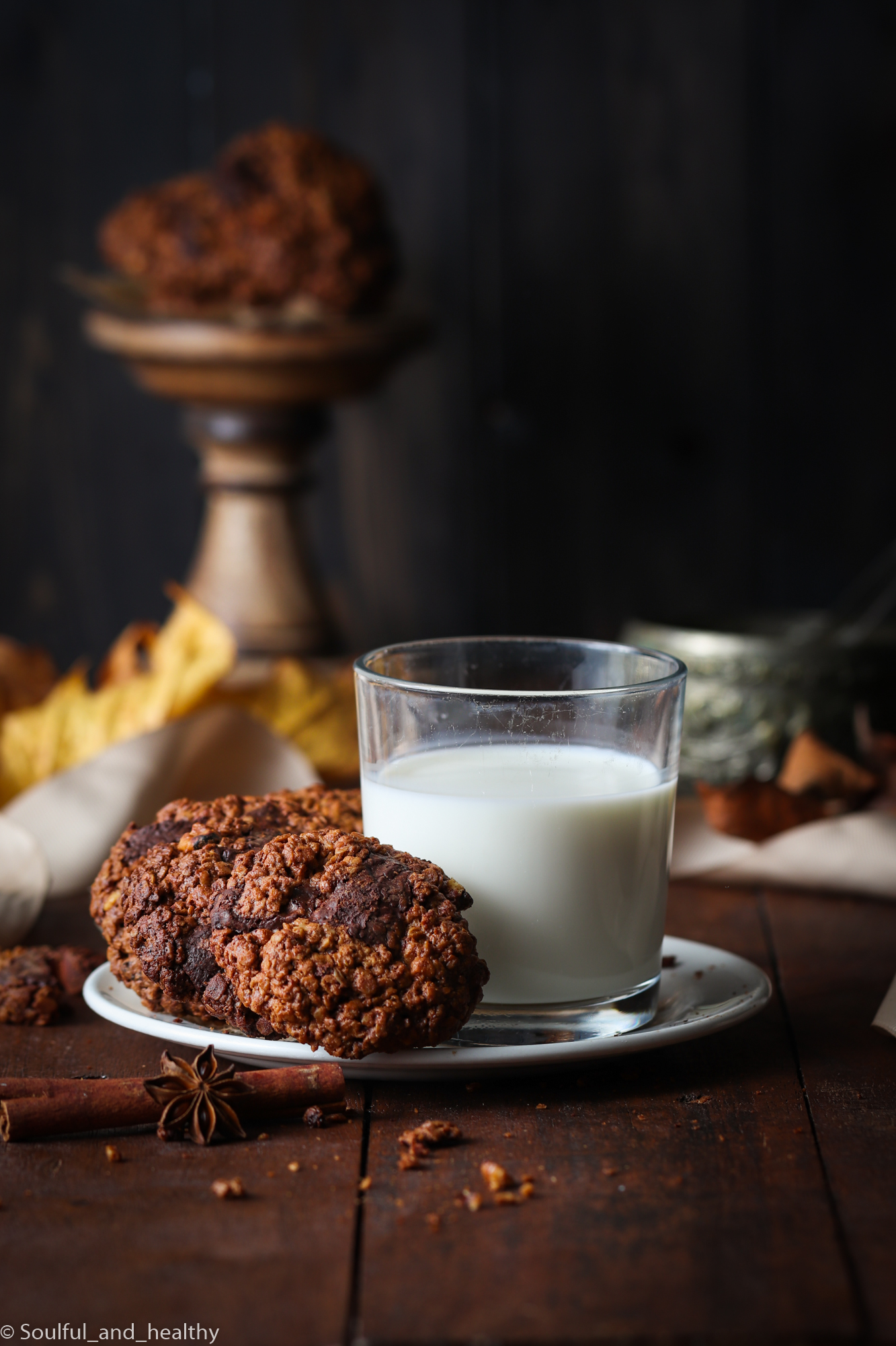 Pumpkin spiced dark chocolate chunks oats cookies