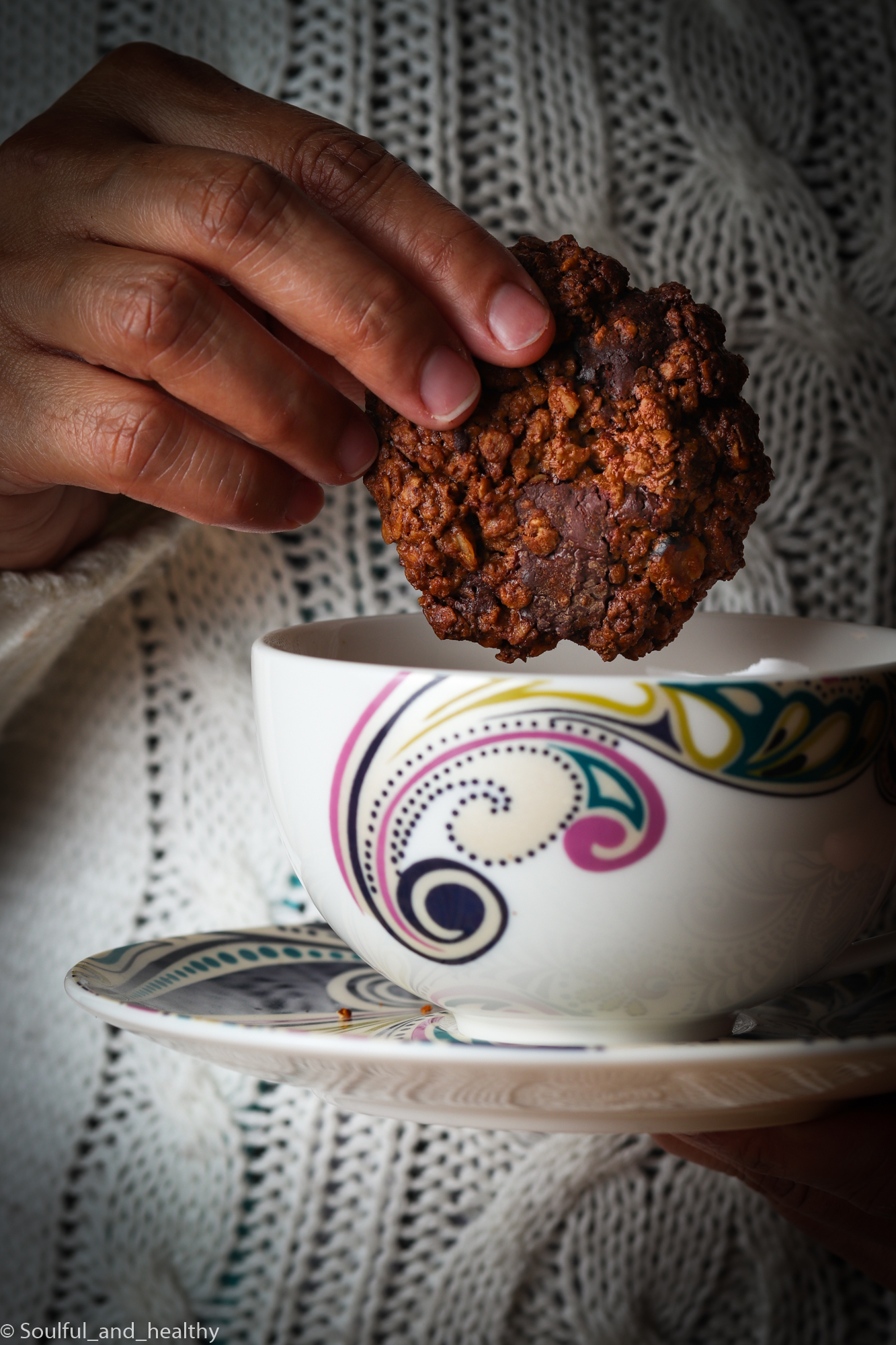 Pumpkin spiced dark chocolate chunks oats cookies