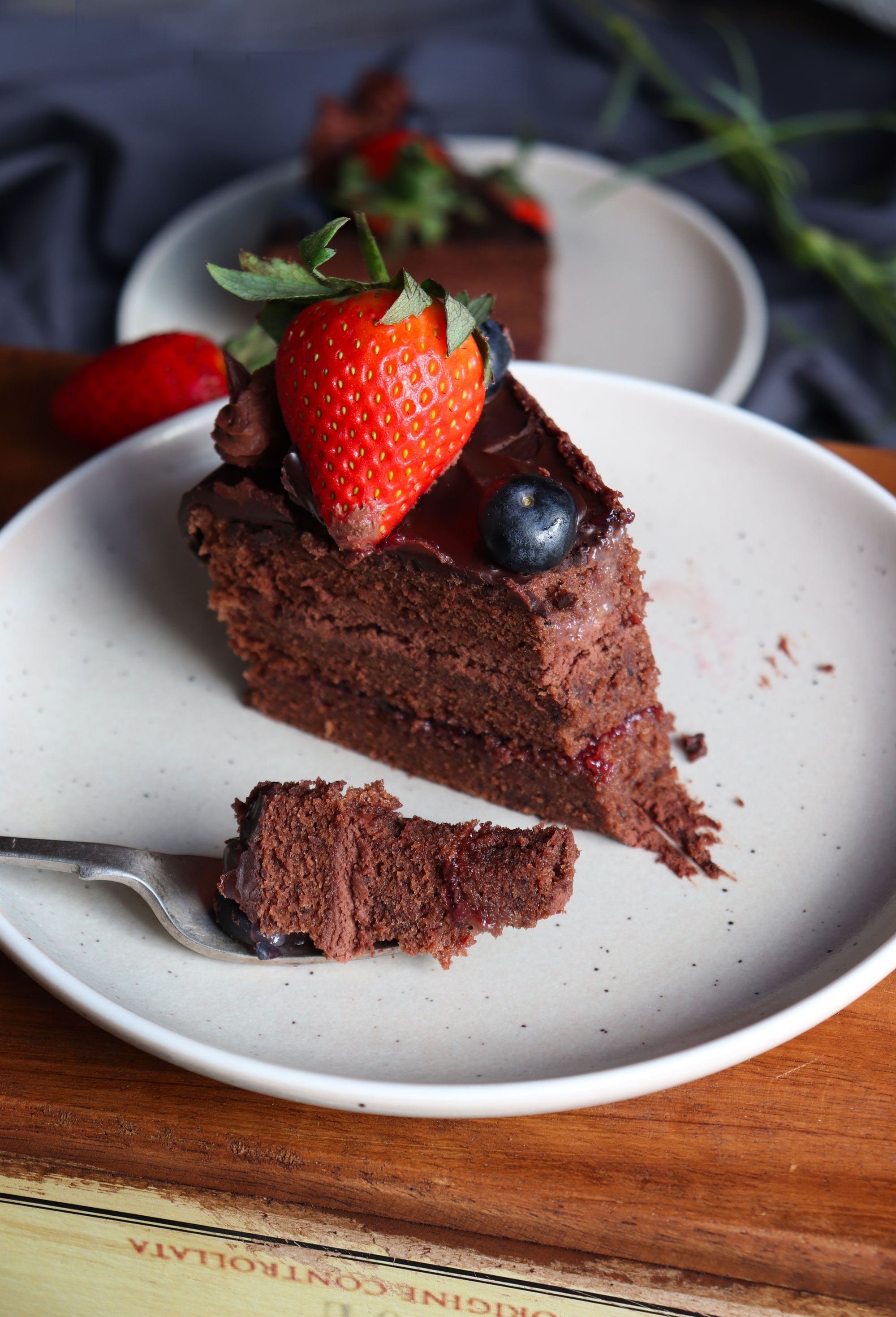 Chocolate chiffon cake, mocha cream frosting and dark chocolate ganache