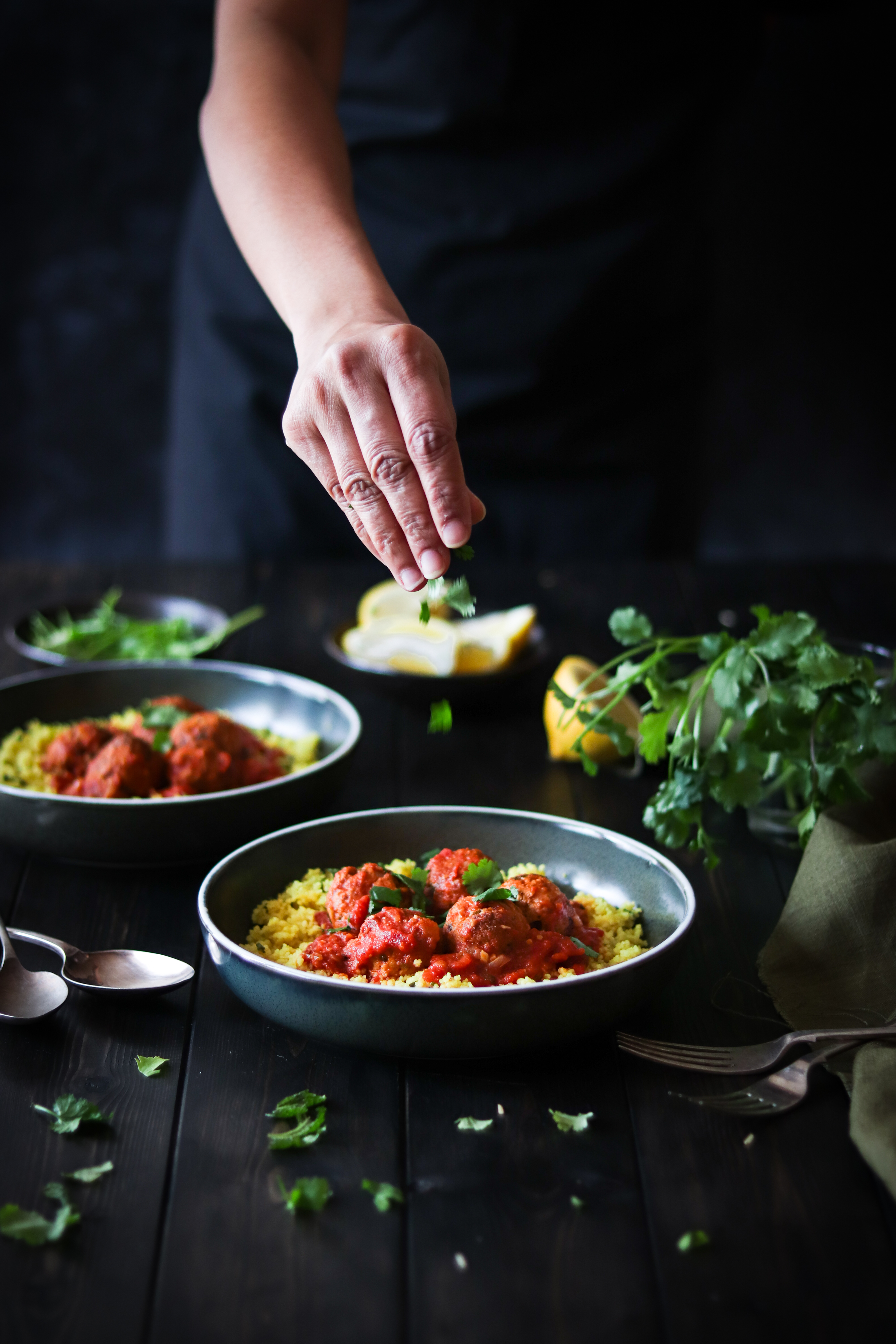 Moroccan Turkey meatballs with lemony couscous