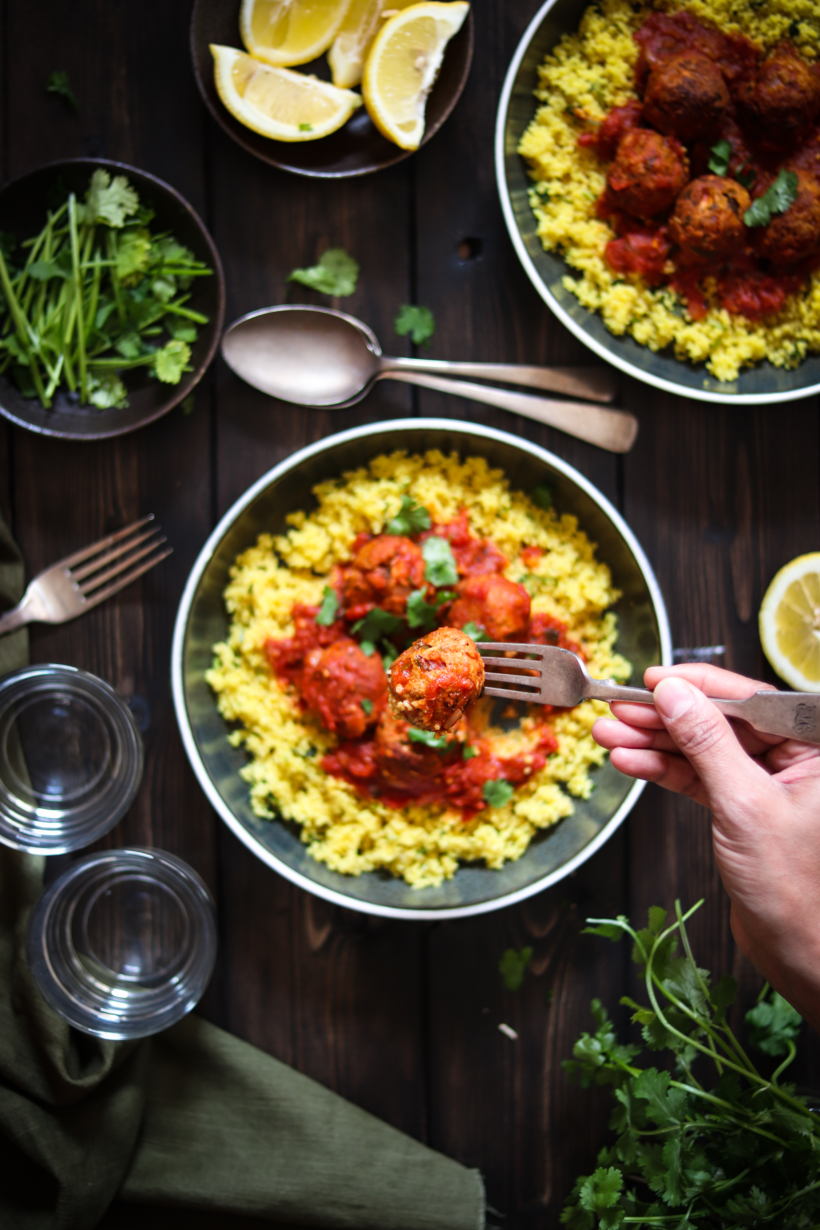 Moroccan Turkey meatballs with lemony couscous