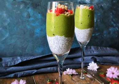 Matcha nice cream with Chia Pudding