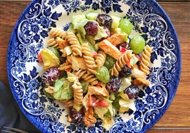 Indian spiced chicken and pasta salad 