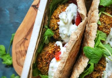 Falafel with wholewheat pitas