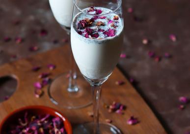Chia Milk with dried Rose petals