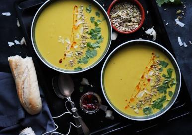 Roasted turmeric  cauliflower soup with coconut cream