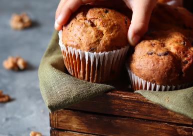 Banana walnut and dark chocolate chip muffins