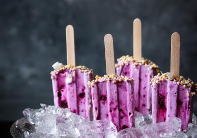 Blueberries and Greek yogurt popsicles