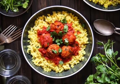 Moroccan Turkey meatballs with lemony couscous