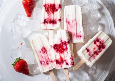 Greek Yogurt and Berry jam popsicles 