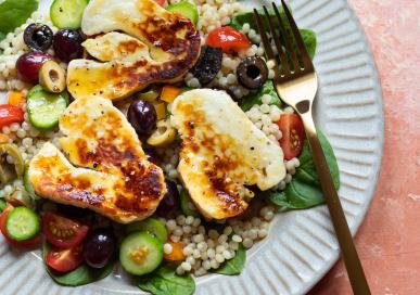 Grilled Halloumi couscous salad