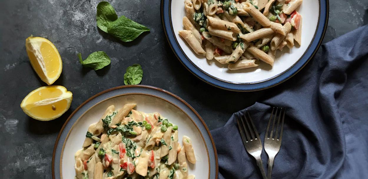 Salmon wholewheat pasta diary freee