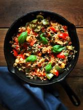 Chicken sausage and veggies rice skillet meal | Soulful And Healthy