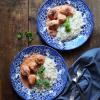 Skillet Chicken Meatballs in a creamy tomato and almond sauce (Dairy-Free)